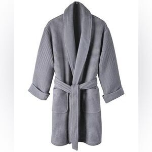 Hotel Collection Gray Turkish Cotton Waffle Knit Bath Robe. S/M. NEW.